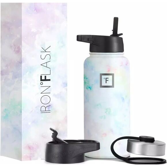 IRON °FLASK Sports Water Bottle - 40oz, 3 Lids (Straw Lid), Leak Proof - Stainle - Picture 1 of 3